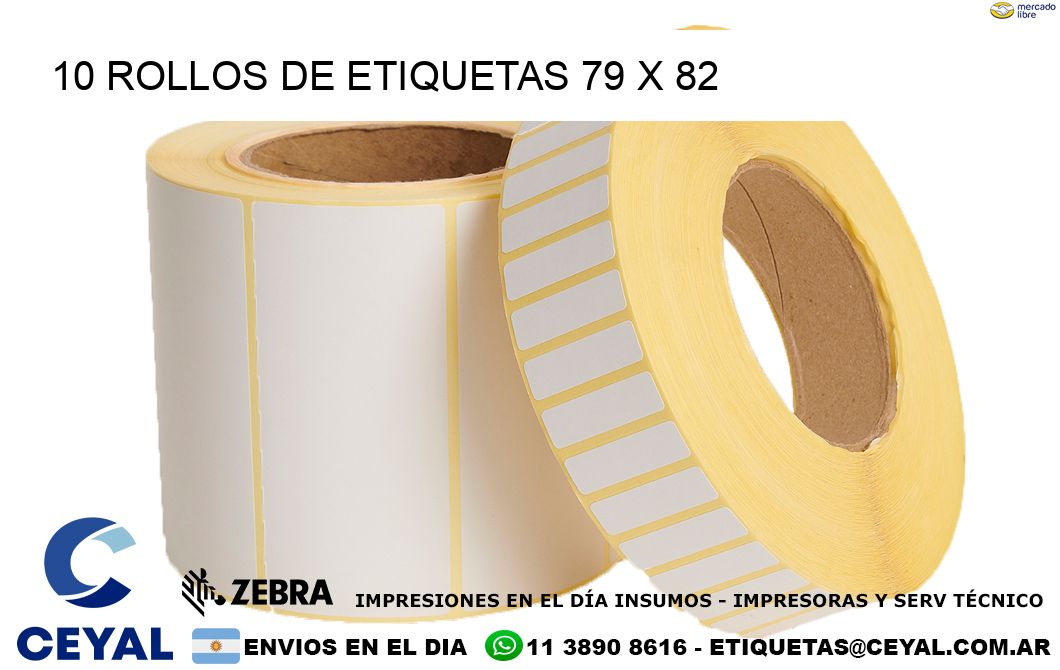 10 ROLLOS DE ETIQUETAS 79 x 82
