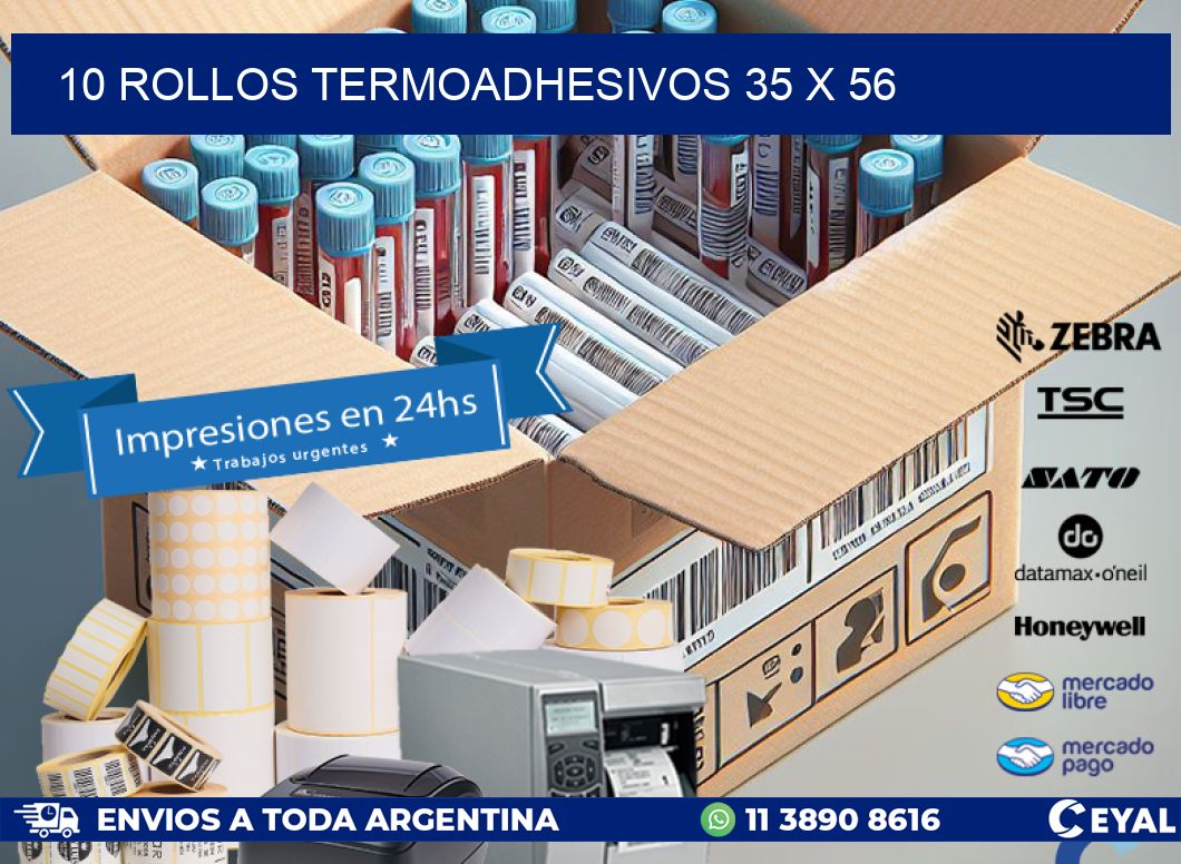 10 ROLLOS TERMOADHESIVOS 35 x 56