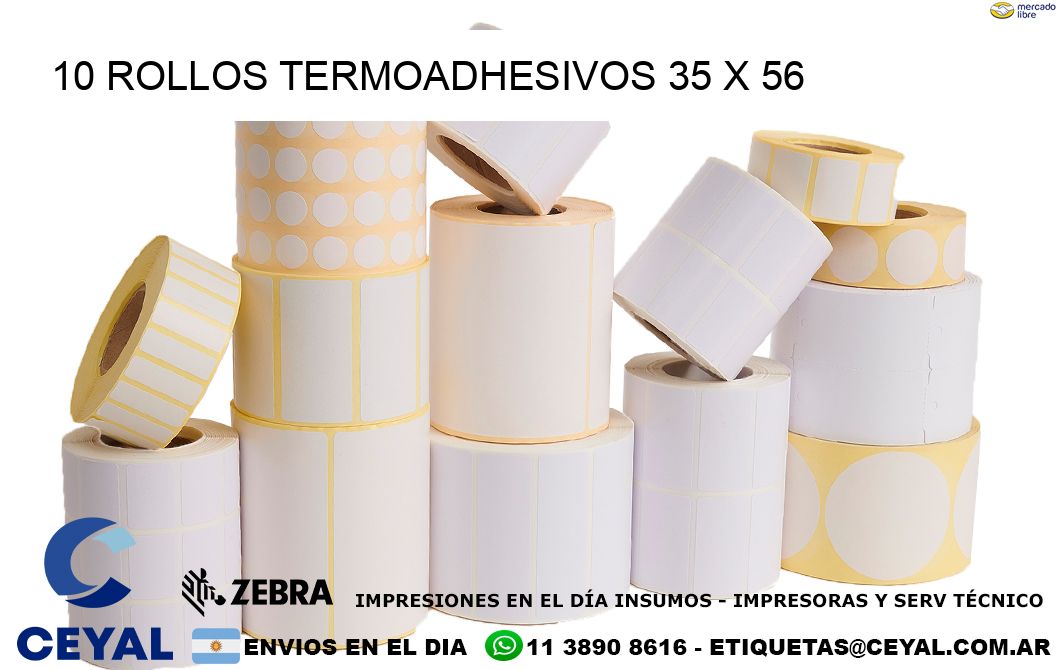 10 ROLLOS TERMOADHESIVOS 35 x 56