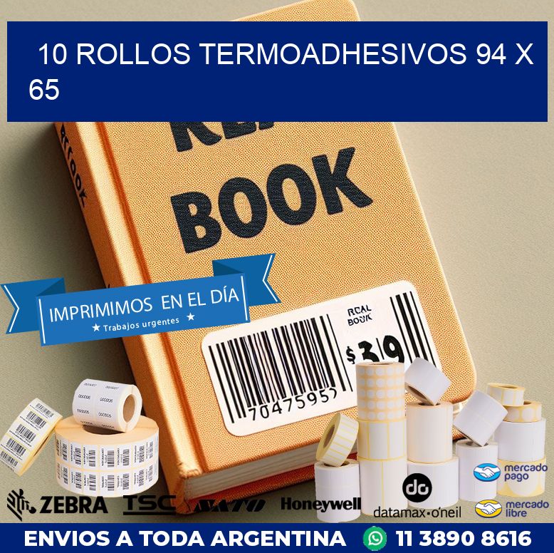 10 ROLLOS TERMOADHESIVOS 94 x 65