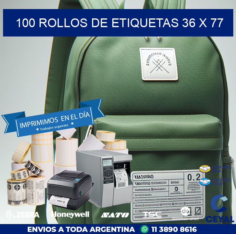 100 ROLLOS DE ETIQUETAS 36 x 77