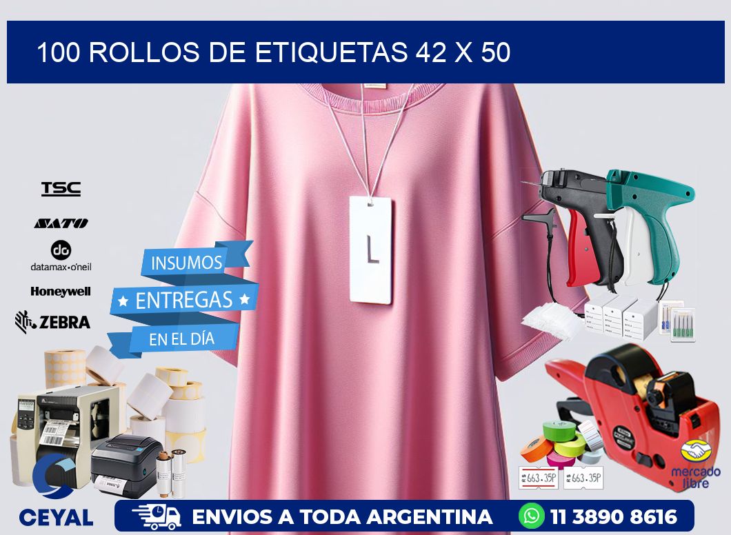 100 ROLLOS DE ETIQUETAS 42 x 50