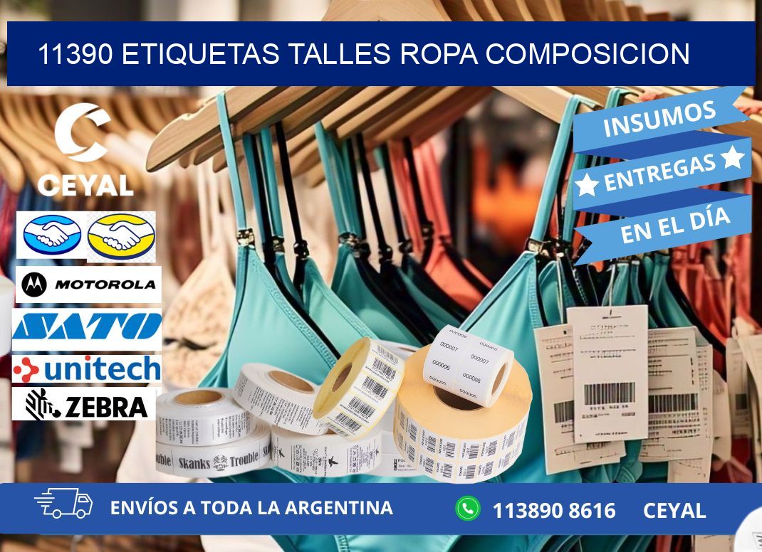 11390 ETIQUETAS TALLES ROPA COMPOSICION
