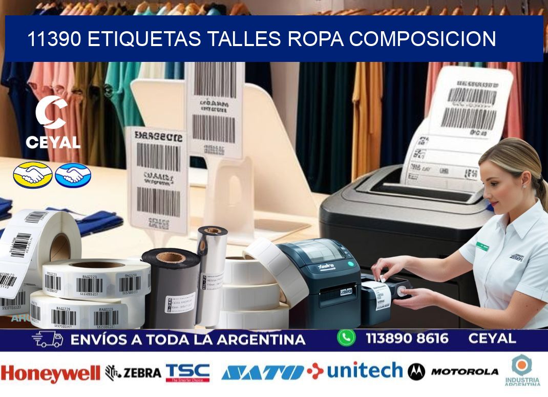 11390 ETIQUETAS TALLES ROPA COMPOSICION