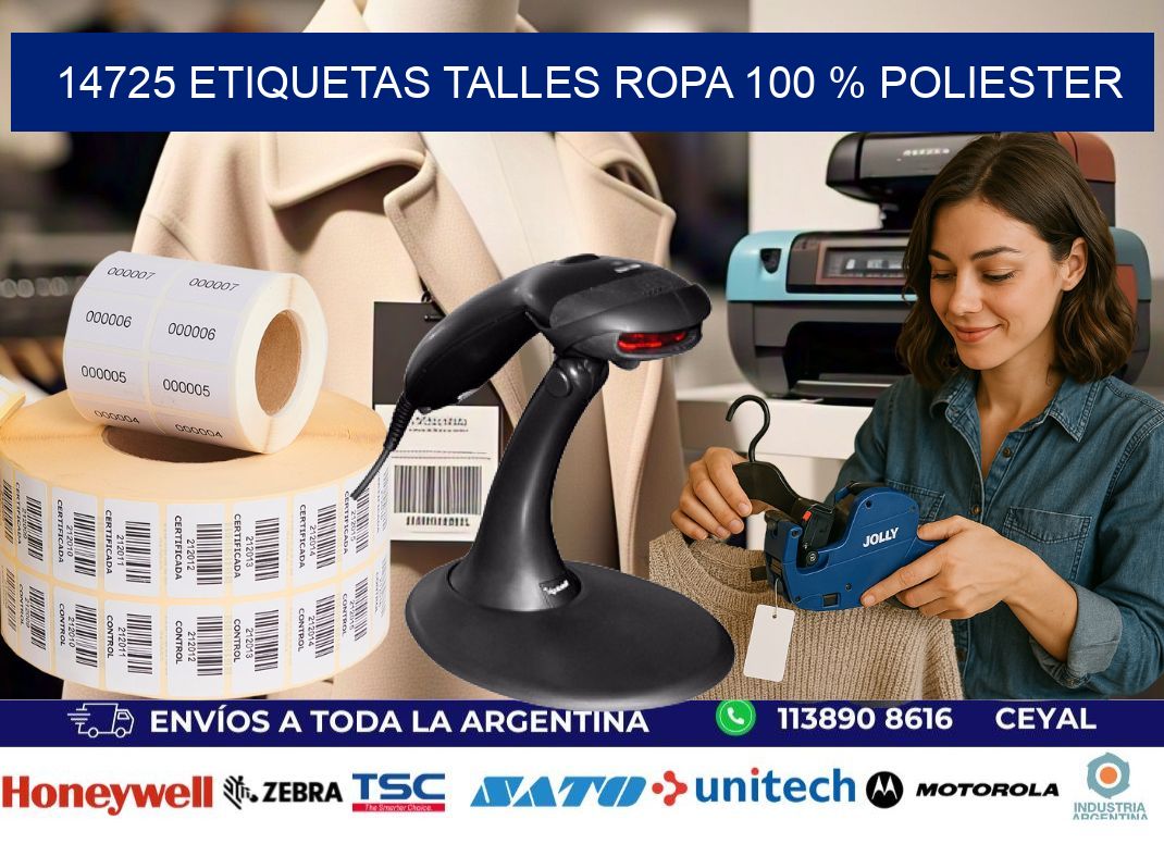 14725 ETIQUETAS TALLES ROPA 100 % POLIESTER