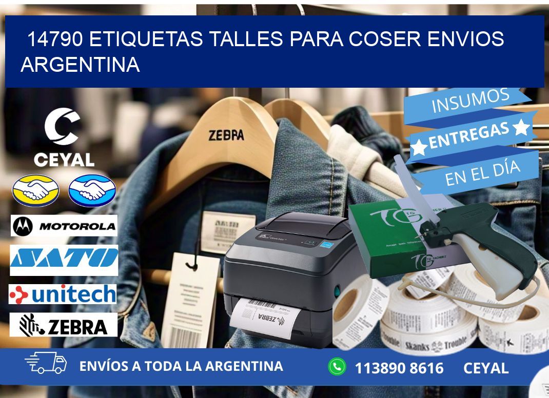 14790 ETIQUETAS TALLES PARA COSER ENVIOS ARGENTINA
