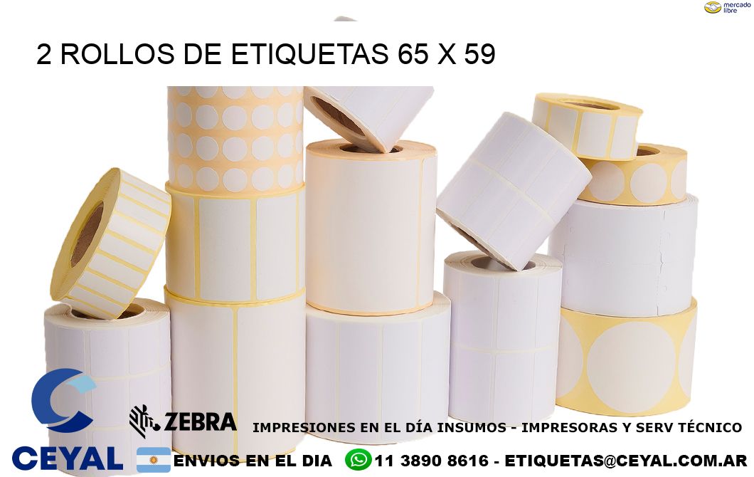 2 ROLLOS DE ETIQUETAS 65 x 59