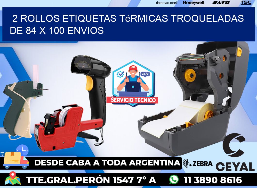 2 Rollos Etiquetas Térmicas Troqueladas De 84 x 100 ENVIOS