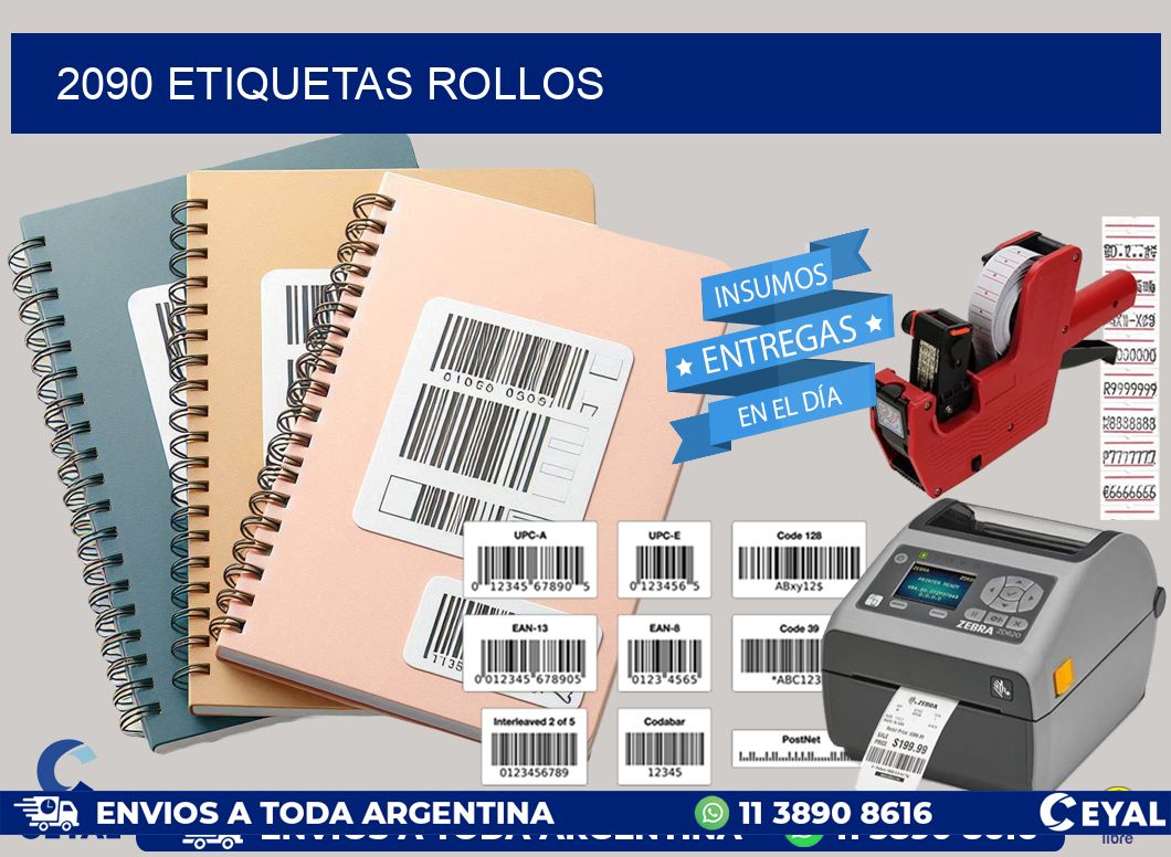2090 etiquetas rollos