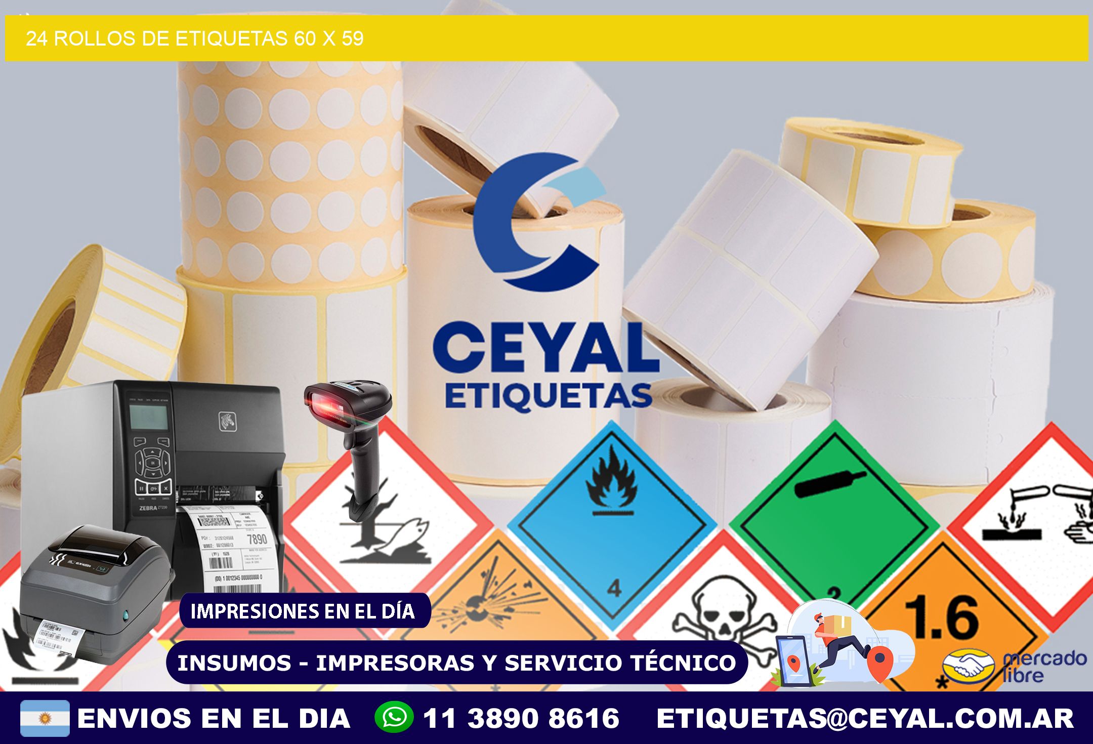 24 ROLLOS DE ETIQUETAS 60 x 59