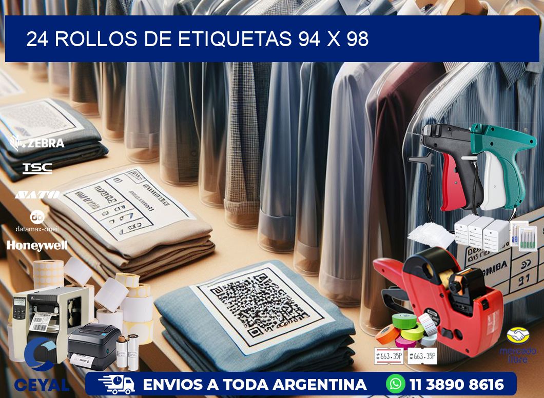 24 ROLLOS DE ETIQUETAS 94 x 98