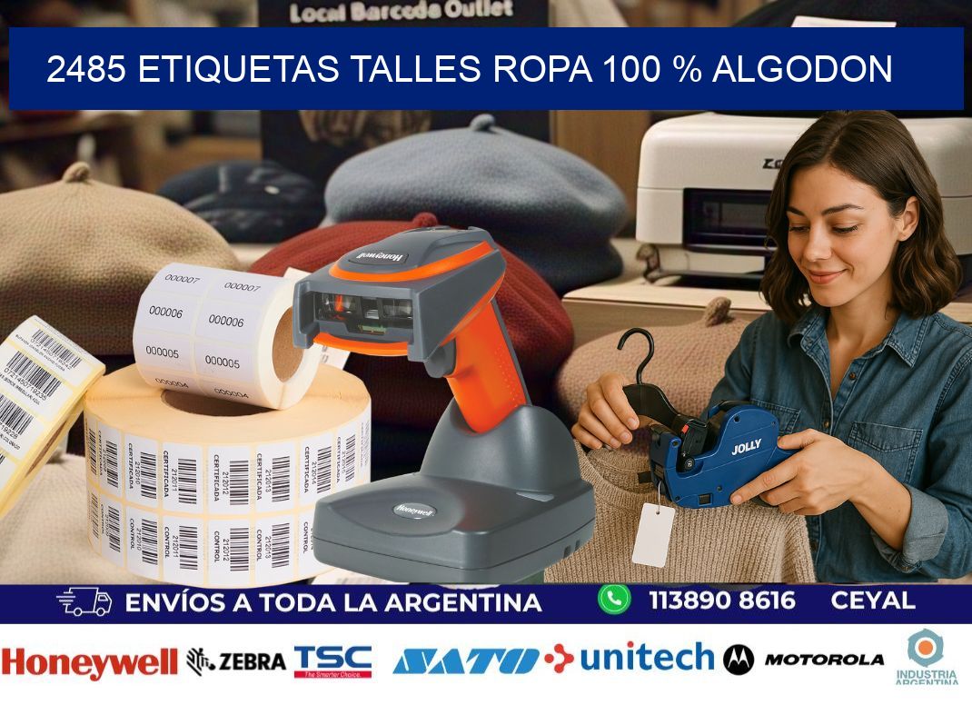 2485 ETIQUETAS TALLES ROPA 100 % ALGODON