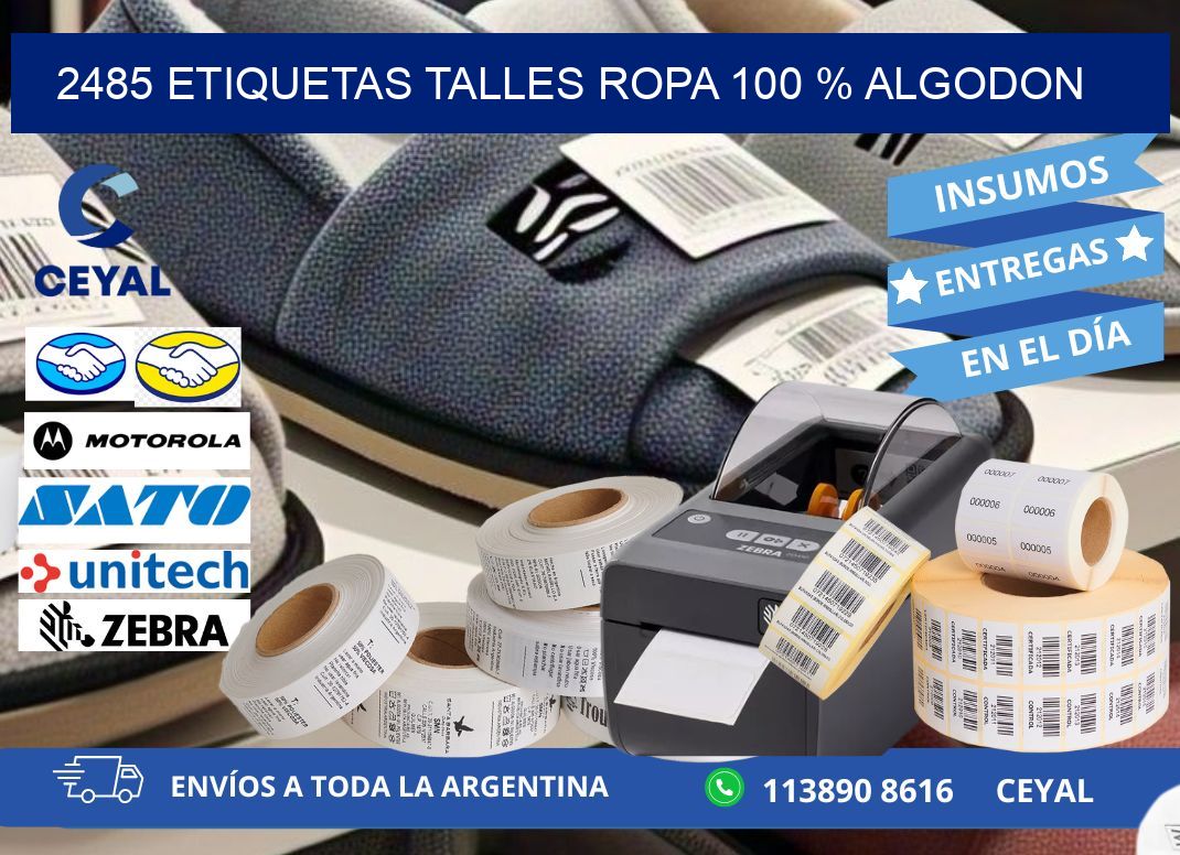 2485 ETIQUETAS TALLES ROPA 100 % ALGODON