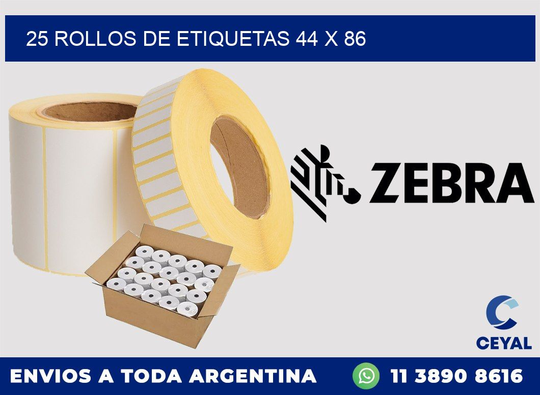 25 ROLLOS DE ETIQUETAS 44 x 86