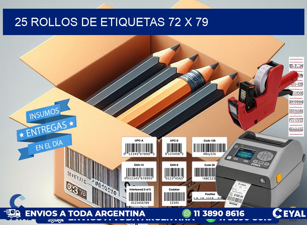 25 ROLLOS DE ETIQUETAS 72 x 79