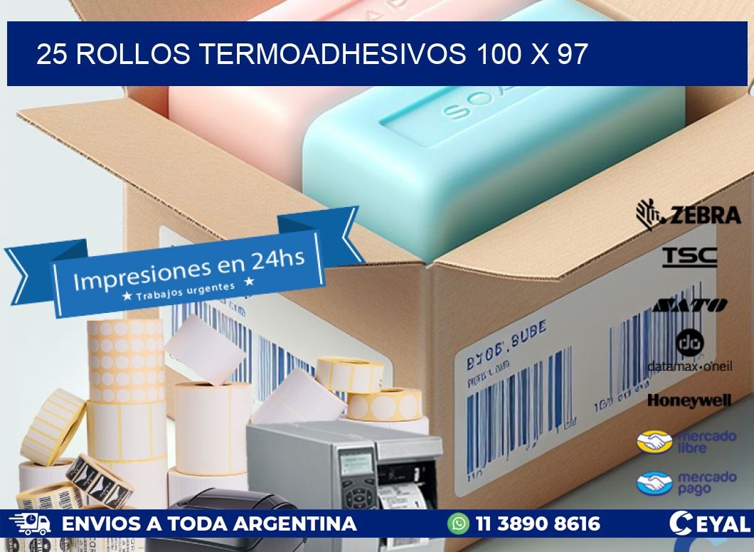 25 ROLLOS TERMOADHESIVOS 100 x 97