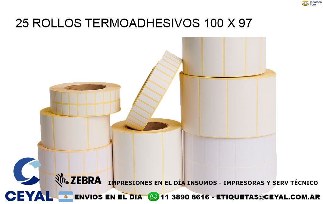 25 ROLLOS TERMOADHESIVOS 100 x 97