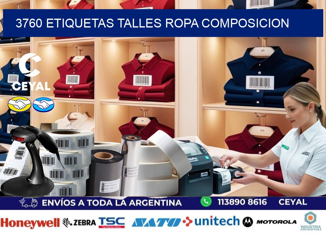 3760 ETIQUETAS TALLES ROPA COMPOSICION