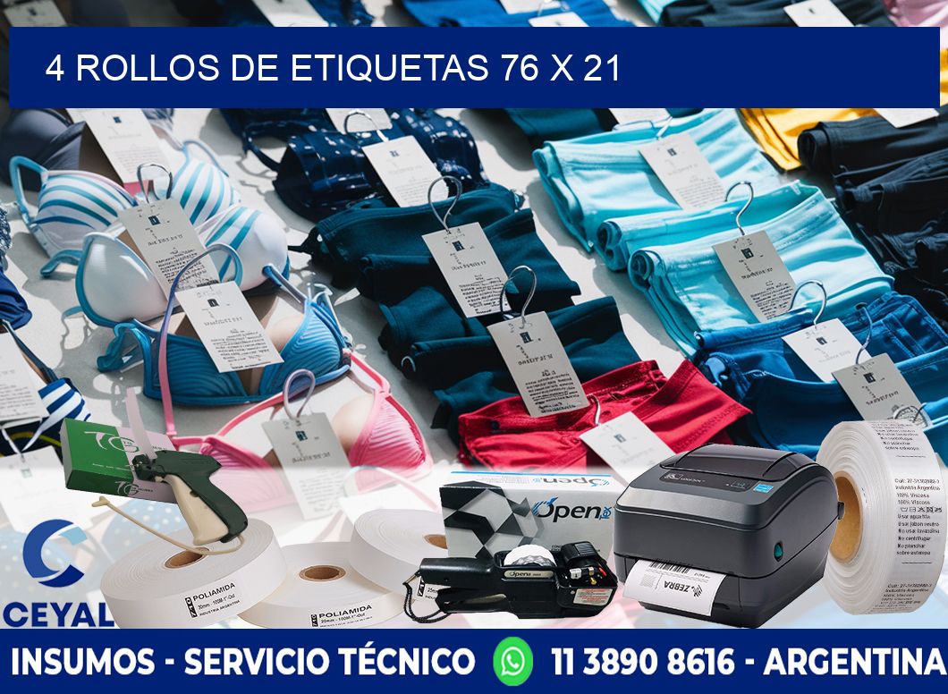 4 ROLLOS DE ETIQUETAS 76 x 21
