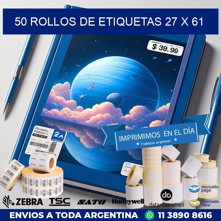 50 ROLLOS DE ETIQUETAS 27 x 61