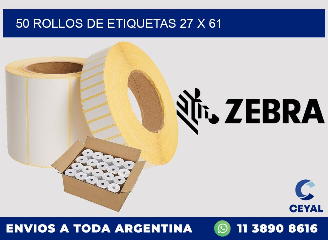 50 ROLLOS DE ETIQUETAS 27 x 61