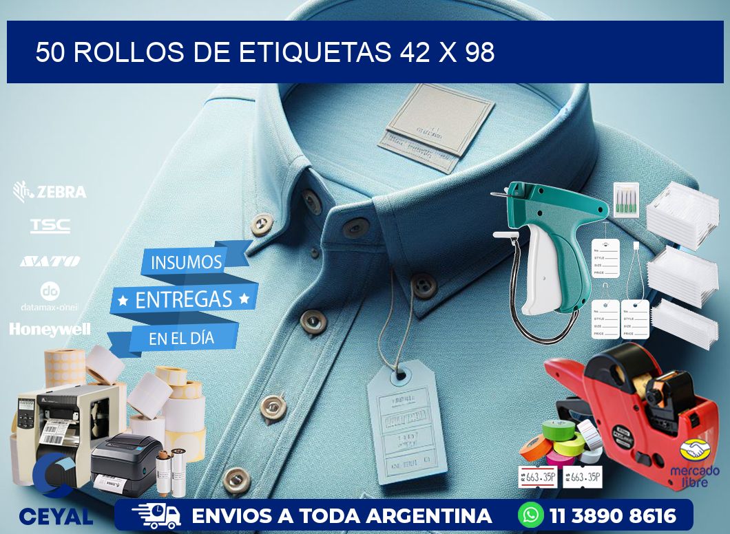 50 ROLLOS DE ETIQUETAS 42 x 98