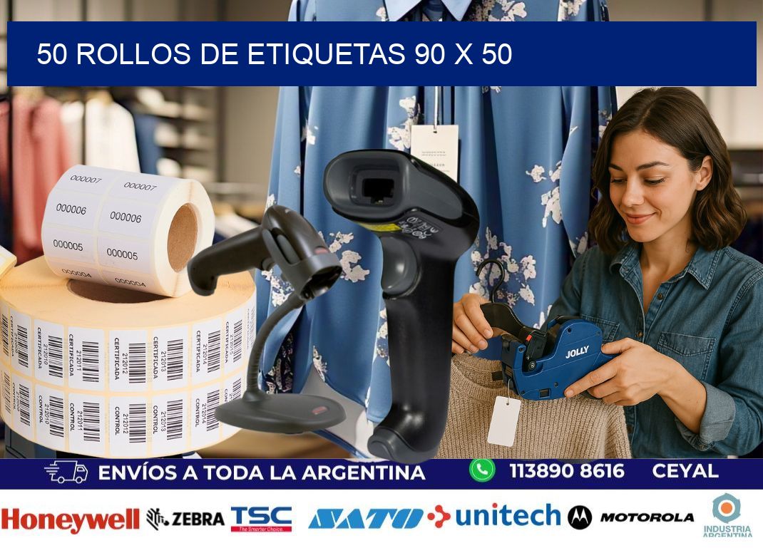 50 ROLLOS DE ETIQUETAS 90 x 50