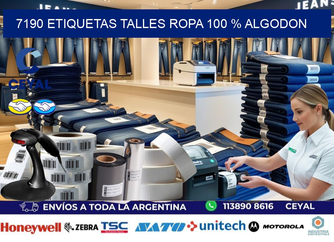 7190 ETIQUETAS TALLES ROPA 100 % ALGODON