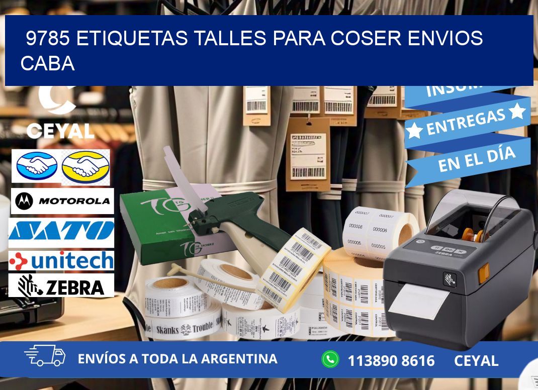 9785 ETIQUETAS TALLES PARA COSER ENVIOS CABA
