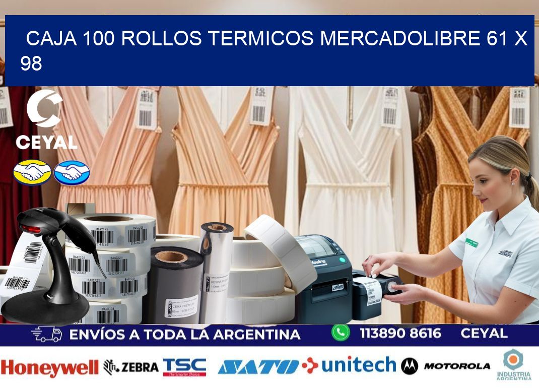 CAJA 100 ROLLOS TERMICOS MERCADOLIBRE 61 x 98