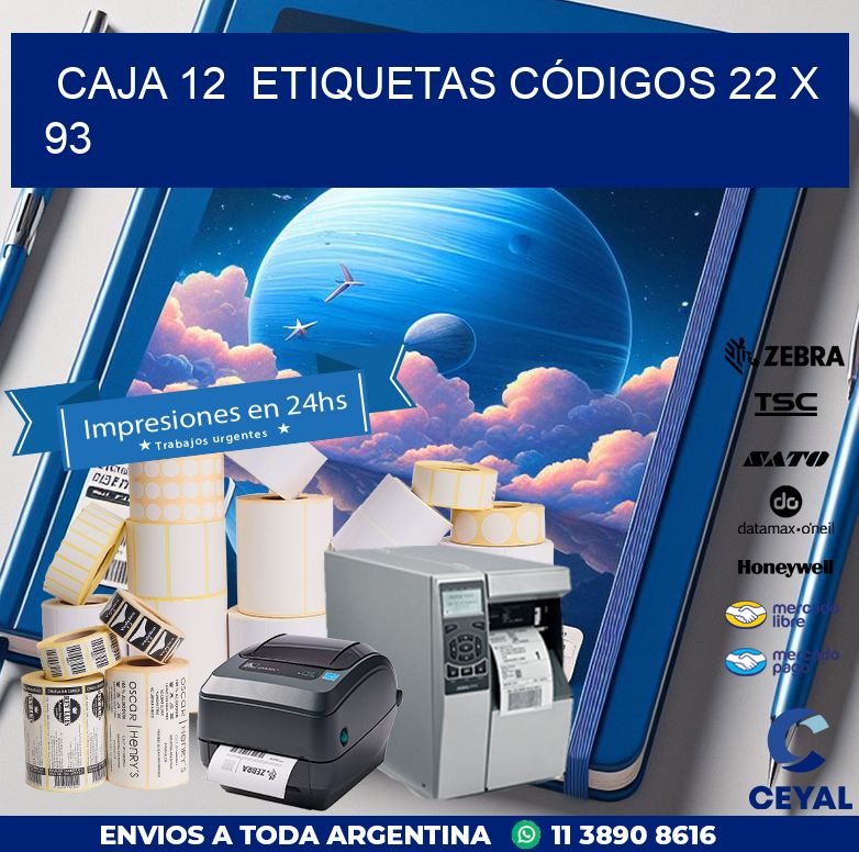 CAJA 12  ETIQUETAS CÓDIGOS 22 x 93