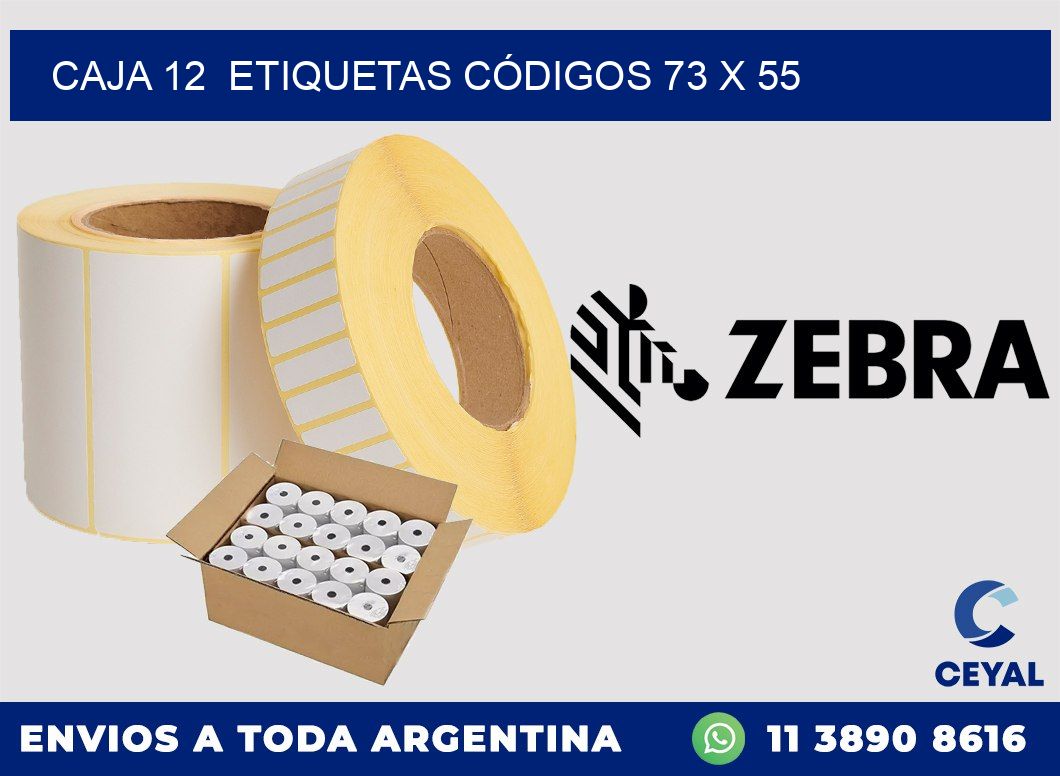 CAJA 12  ETIQUETAS CÓDIGOS 73 x 55