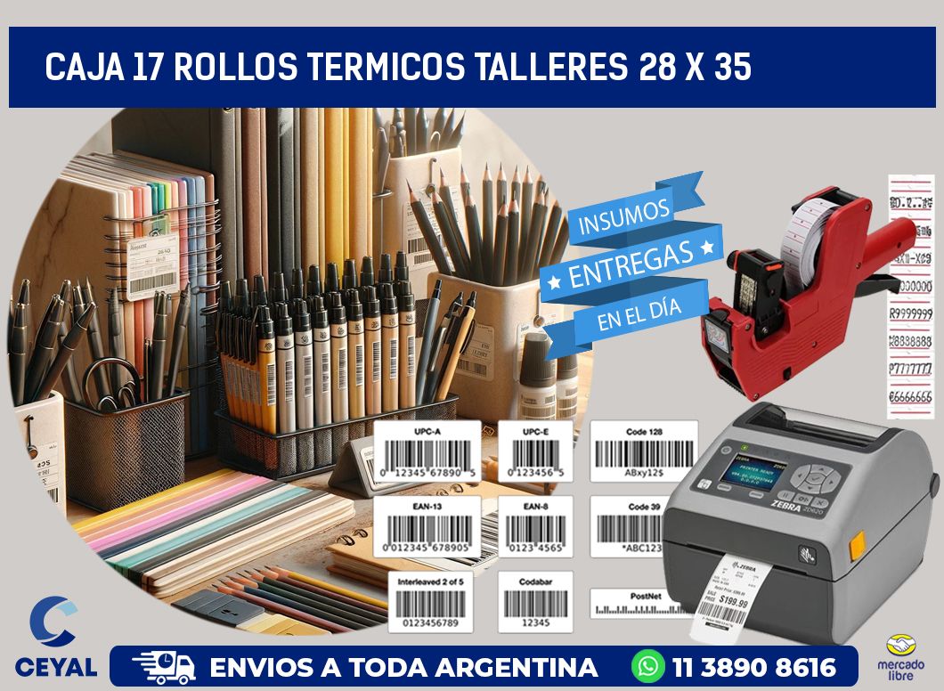 CAJA 17 ROLLOS TERMICOS TALLERES 28 x 35