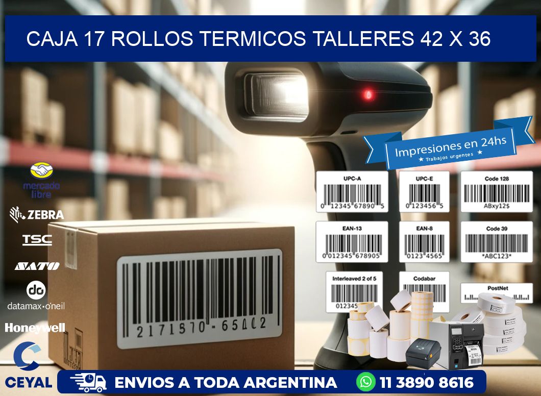 CAJA 17 ROLLOS TERMICOS TALLERES 42 x 36