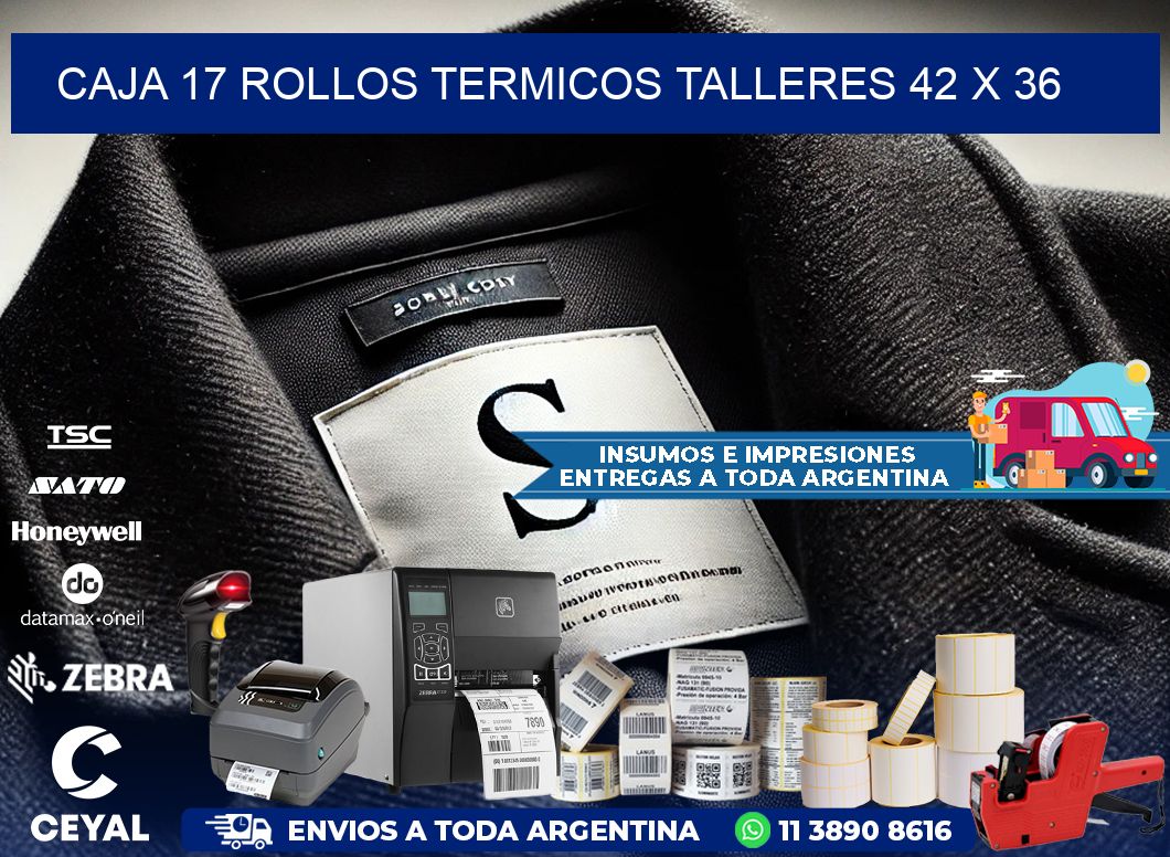 CAJA 17 ROLLOS TERMICOS TALLERES 42 x 36