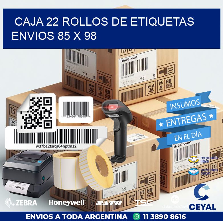 CAJA 22 ROLLOS DE ETIQUETAS ENVIOS 85 x 98
