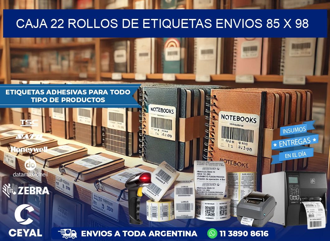 CAJA 22 ROLLOS DE ETIQUETAS ENVIOS 85 x 98