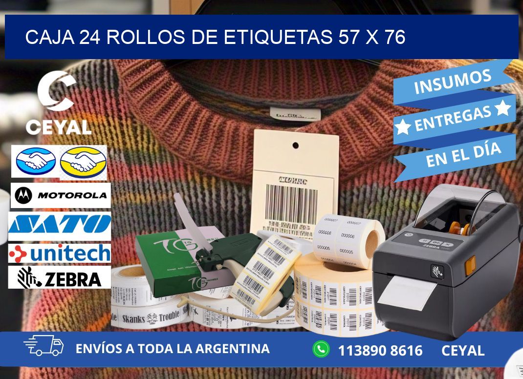 CAJA 24 ROLLOS DE ETIQUETAS 57 x 76