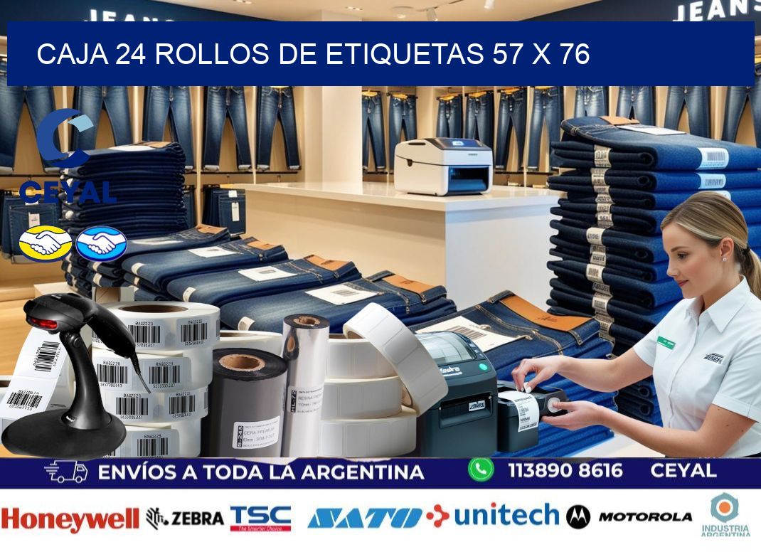 CAJA 24 ROLLOS DE ETIQUETAS 57 x 76
