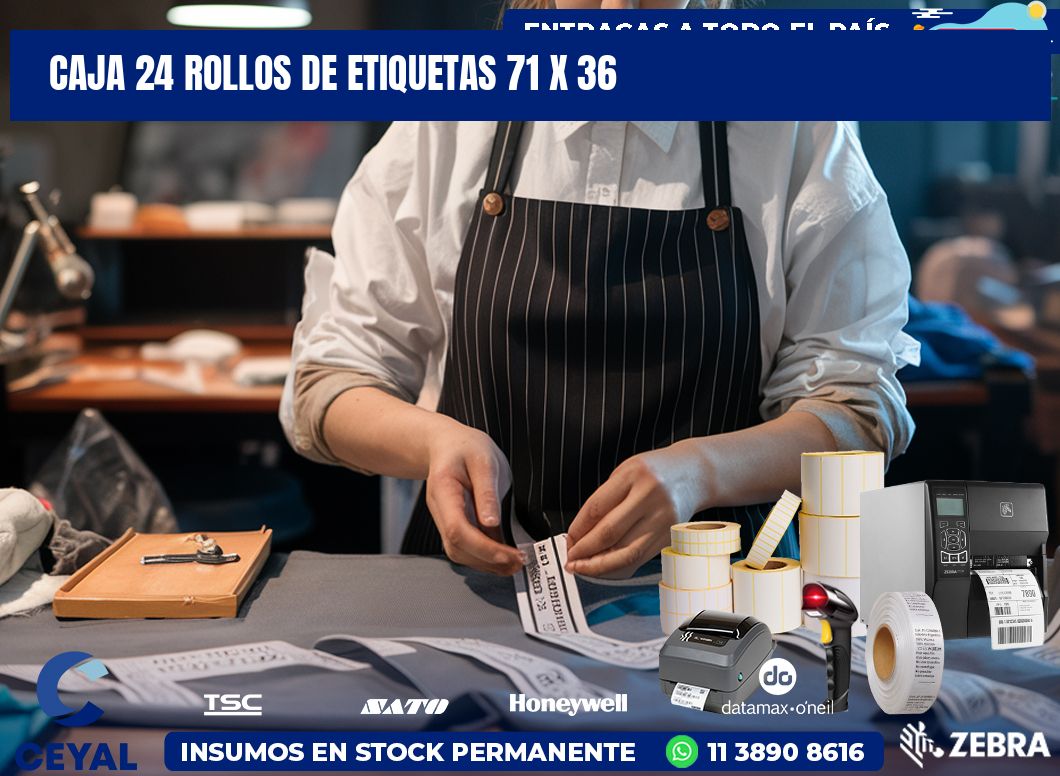 CAJA 24 ROLLOS DE ETIQUETAS 71 x 36