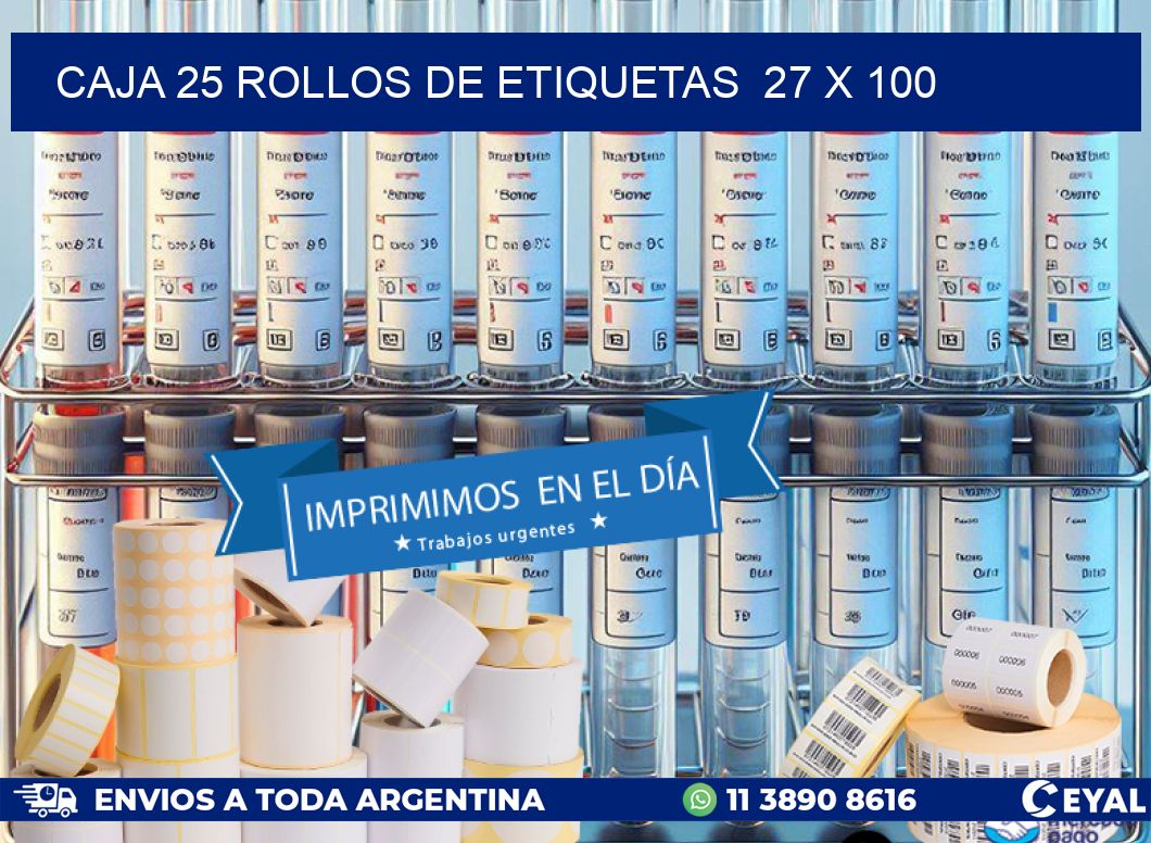 CAJA 25 ROLLOS DE ETIQUETAS  27 x 100