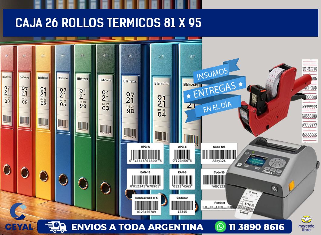 CAJA 26 ROLLOS TERMICOS 81 x 95