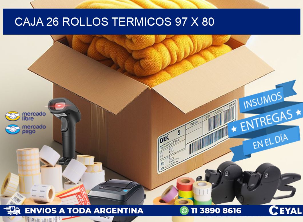 CAJA 26 ROLLOS TERMICOS 97 x 80