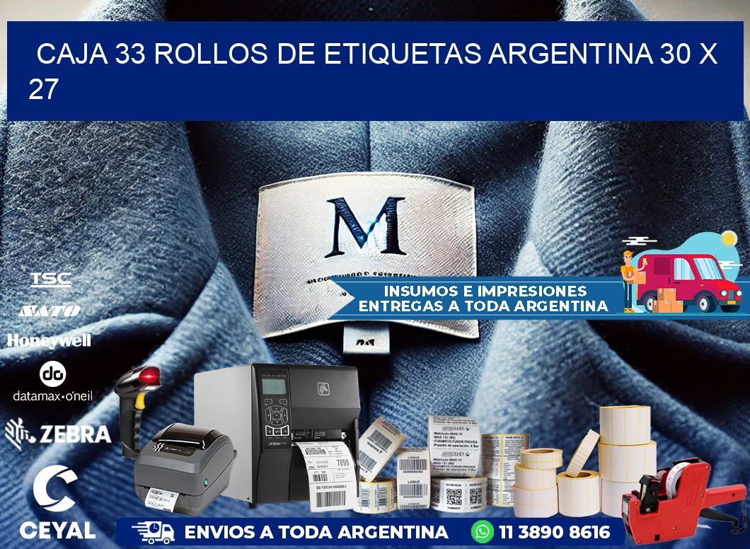 CAJA 33 ROLLOS DE ETIQUETAS ARGENTINA 30 x 27