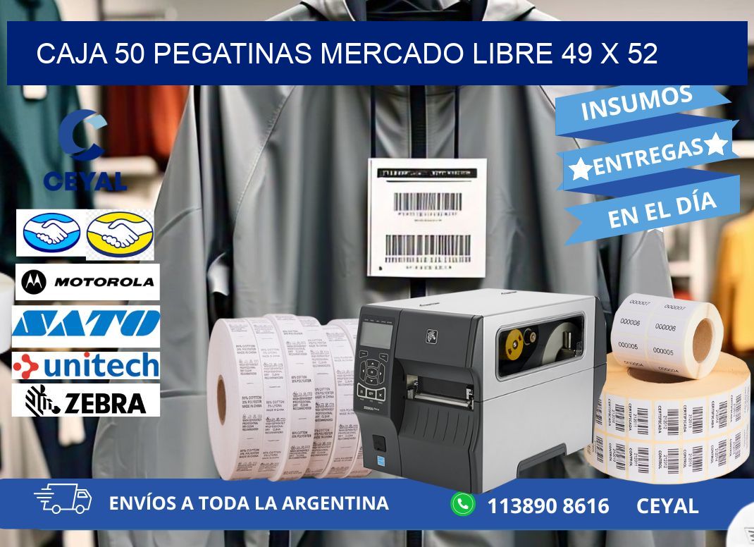 CAJA 50 PEGATINAS MERCADO LIBRE 49 x 52