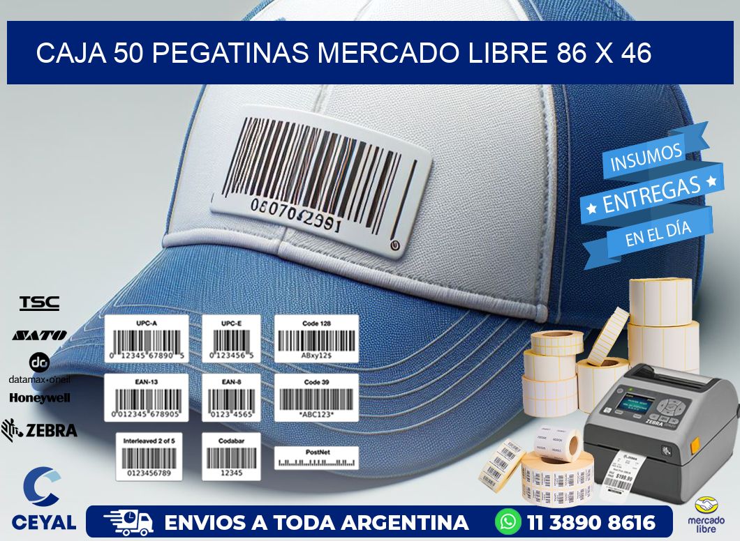 CAJA 50 PEGATINAS MERCADO LIBRE 86 x 46