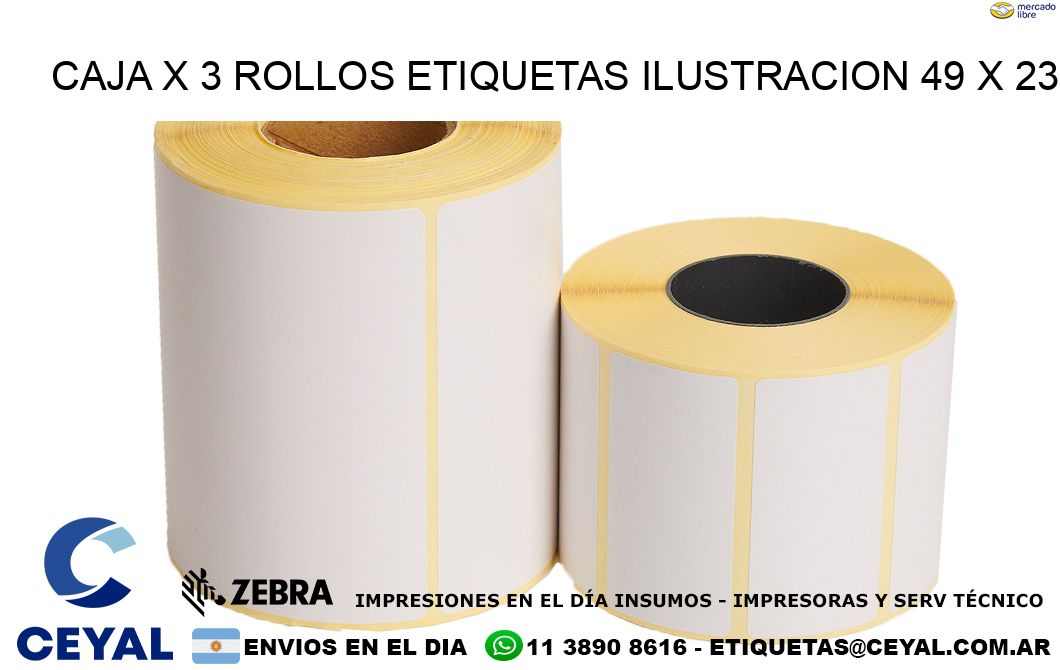 Caja X 3 Rollos Etiquetas Ilustracion 49 x 23