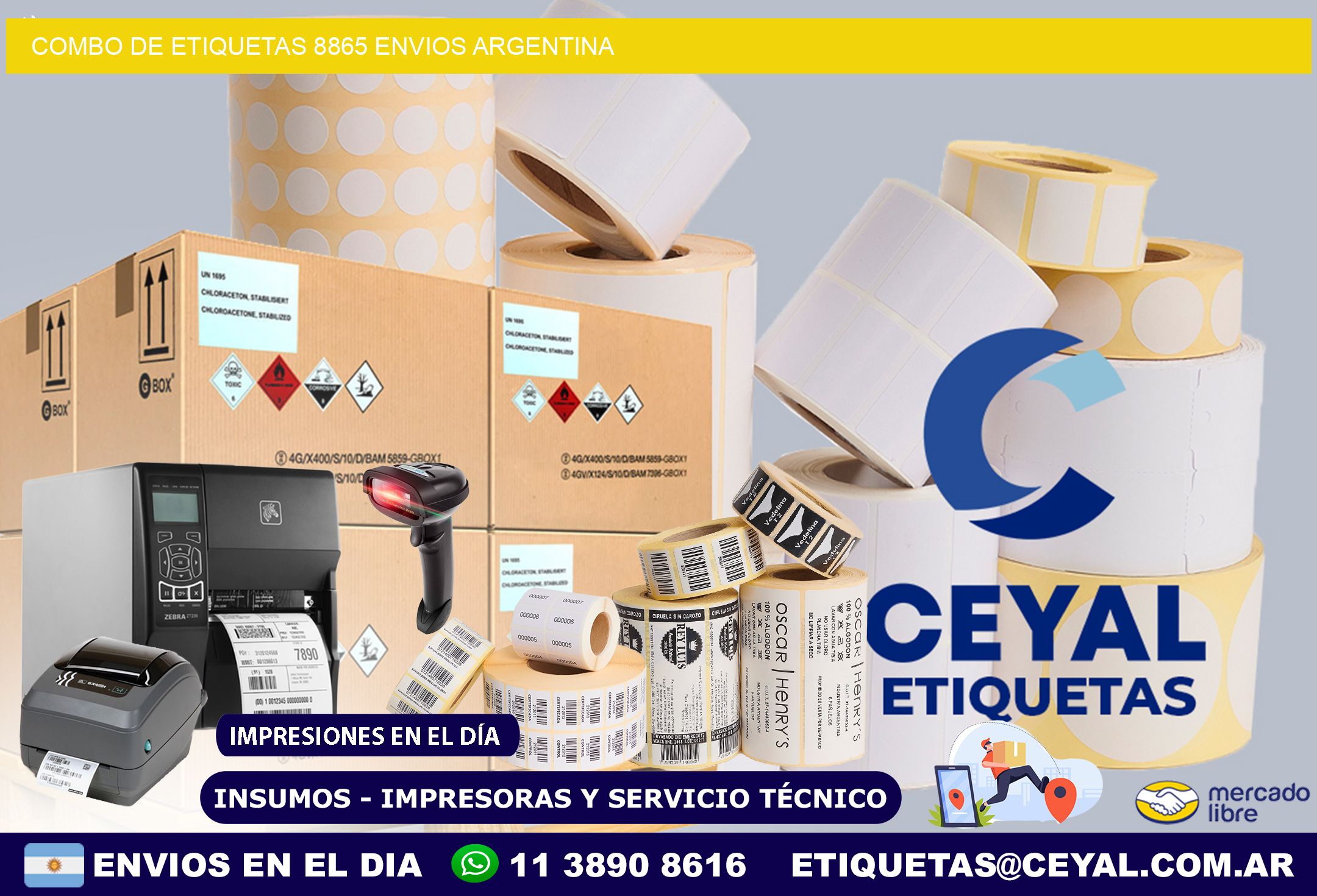 Combo de etiquetas 8865 ENVIOS ARGENTINA