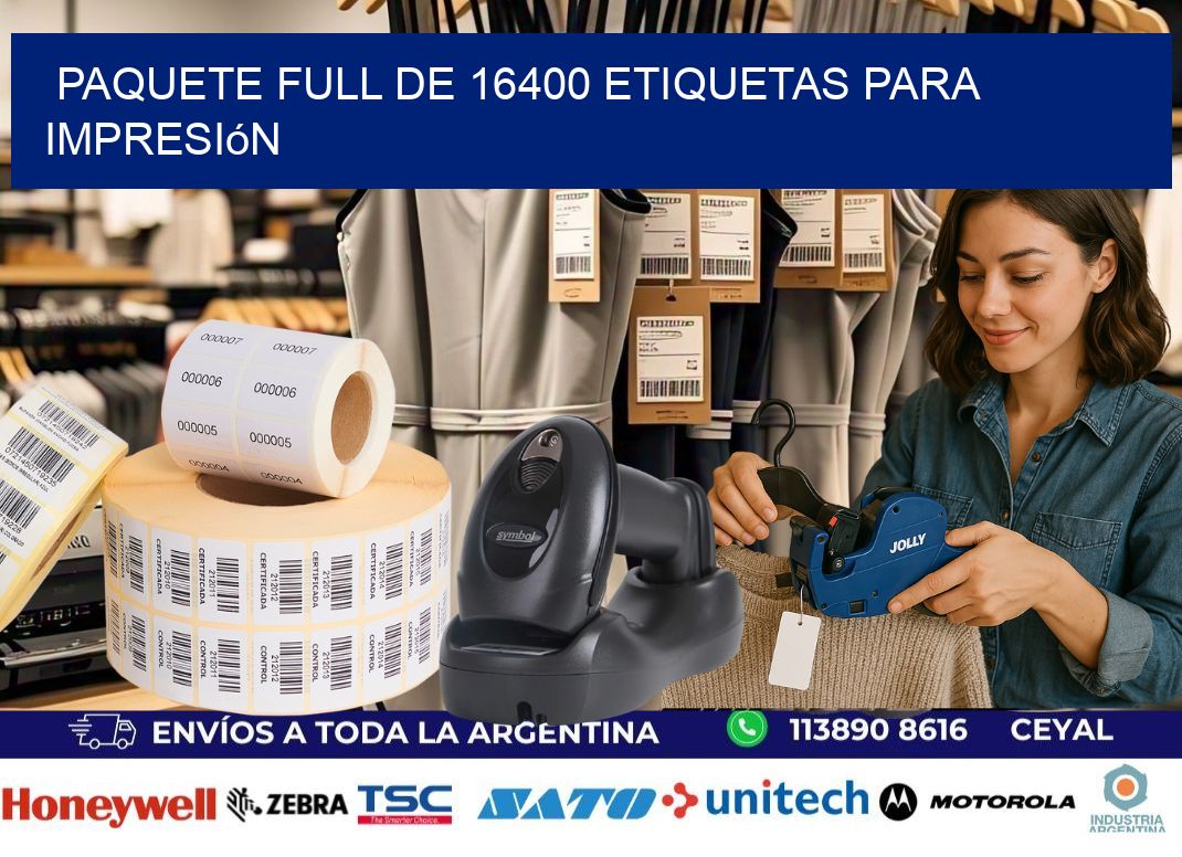 Paquete full de 16400 etiquetas para impresión