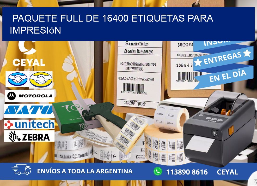 Paquete full de 16400 etiquetas para impresión